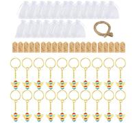SUMMITDRAGON Organza Baptism Party Favor Boxes 20 Sets Angelic Keychains Pendants Thank You Charm Baby Shower Gifts Accessories Angelic Pendant Jewelry