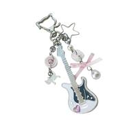 SUMMITDRAGON Playful Cats Design Electric Guitar Keychain Sturdy Beaded Artwork Compact Decoration For Backpacks Cards And Lovely Aesthetics Lovely Cats Keychain Accessory