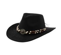 SUMMITDRAGON Popular Ethnic Hat For Masquerades Gentleman Jazzy Hat With Beaded Belt Adult Concert Popping Dancing Headwear Music Festival
