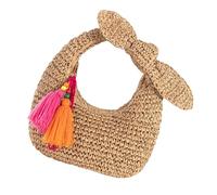 SUMMITDRAGON Stylish Bows Straw Evening Bag Vacation Handbag Essential For Travel Prom Occasion And Casual Daily Use Trendy Straw Handbag For Casual Outfits
