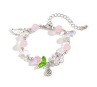 SUMMITDRAGON Tassels Flower Fashionable Imitation Pearls Beaded Handchain Adjustable Wristband For Stylish Women And Girls Handmade Woven
