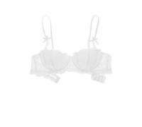 SUMMITDRAGON Women's Lace Balconette Bra 1/2 Cup Padded Push Up Shelf Underwire Bralette Low Cut Sex Brassiere Lingerie Gifts Padded Push Up White