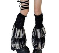 SUMMITDRAGON Women's Tiered Ruffle Lace Leg Warmers Sheer Mesh Boot Socks Knee-Highs Cosplay Streetwear Mesh Flared Leg Sleeves