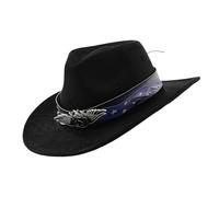 SUMMITDRAGON Woolen Homburg Panama Hat Patriotic Star Trim for Women Men Photo Props Western Unisex Wear Headwear Cowboy Hats Kids Western Black