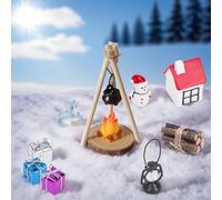 SummitEdge Miniature Dollhouse Gnome Accessories, Christmas, Pack of 13 Mini Dollhouse Gnome Outdoor Camping Accessories with Miniature Campfire Wooden Fire Pit Gnome Snowman Cat
