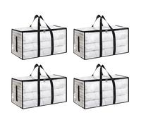 SummitFlare Extra Large Heavy Duty Moving Bags - Waterproof Storage Totes with Reinforced Handles & Zippers, Foldable for College Dorm Essentials, Clothes Storage & Travel (4-Pack Clear)