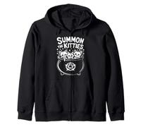 Summon The Kitties Cute Witches Cauldron Halloween Zip Hoodie