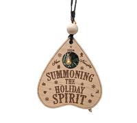 Summoning The Holiday Spirit Ornament, Wooden Christmas Ornaments, Wooden Hanging Signs with String for Christmas Tree Christmas Party Home Decoration (a)