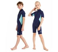 Summshall Kids Wetsuit 2mm, Girls Boys Shorty Wetsuit, Thermal Swimsuit Warm Sun Protection Front Zip Ultra Stretch Diving Suit Chlid Wetsuit for Watersport