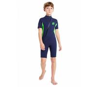 Summshall Kids Wetsuit, 2mm Girls Boys Shorty Wetsuits, Thermal Neoprene Swimsuit Warm Sun Protection Front Zip Ultra Stretch Diving Suit Chlid Wetsuit for Watersport