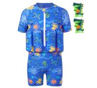 Summshall Toddler Swimsuit with Floatation, Baby Boys Girls Floating Bathing Suit Front Zipper Floatie Swim Suit for Summer Beach