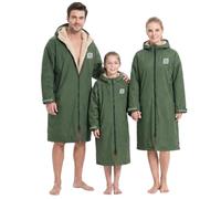 Summshall Waterproof Swim Parka for Kids Youths and Adults, Oversized Hooded Surf Changing Robe with Sherpa Fleece Lining, Windproof Warm Surf Poncho for Swimming, Surfing, Beach, Pool, Camping