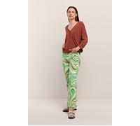 Summum Woman Cropped Flared Pants Swirl Print Stretch Twill Island Green size 46 | Wide Pants Outlet | Women | Green 46