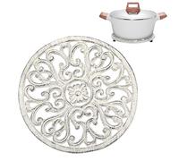 Sumnacon 1 Pack Cast Iron Trivet - Rectangle Iron Trivet for Hot Dish Pot Pan Plate (White, 6.7 Inch)