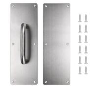 Sumnacon 1 Set 12" Stainess Steel Door Handle Pull & Push Plate - Heavy Duty Silver Gate Handle Bar for Home/Office/Warehouse/Public, Suitable of Wooden/Composite Door with Screws,Brushed
