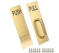 Sumnacon 1 Set 12" Stainless Steel Door Handle Pull & Push Plate - Heavy Duty Gold Gate Handle Bar for Home/Office/Warehouse/Public, Suitable of Wooden/Composite Door with Screws, Brushed, Gold