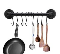 SUMNACON 16 Inch Industrial Pipe Pan Pot Rack with 8-Hooks, Wall Mounted Metal Rail Kitchen Utensil Pot Pan Lid Storage Organizer/Cookware Holder with Hardwares