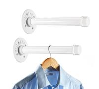 SUMNACON 2 Pack 8" Industrial Pipe Heavy Duty Rustic Metal Clothes Rail with Screws Wall Mounted for Bedroom Bathroom Wardrobe Boutique Clothing Store White