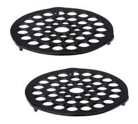 SUMNACON 2 Pack Cast Iron Dutch Oven Trivet Pre-Seasoned Meat Rack, Round 20.5cm Grate Holder Heavy Duty Pot Pan Trivet Holder Black Food Bread Rack Fits for 128oz Dutch Oven