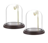 SUMNACON 2 Pack Glass Display Cloche Dome with Hook, Small Pocket Watch Dome Cloche Decorative Clear Display Bell Jar Mini Glass Cover Dome Cloche Watch Showcase with Base
