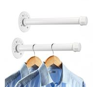 Sumnacon 2 Pcs 10 Inch Industrial Pipe Clothes Bar - Heavy Duty Rustic Metal Coat Hanger with Screws,Wall-Mounted Garment Holder Rack for Bedroom Bathroom Wardrobe Boutique Clothing Store,White