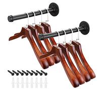 Sumnacon 2 Pcs 12 Inch Industrial Pipe Clothes Bar - Heavy Duty Rustic Metal Coat Hanger with Screws, Wall-Mounted Garment Holder Rack for Bedroom Bathroom Wardrobe Boutique Clothing Store, Blac
