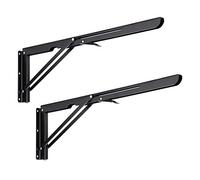 Sumnacon 2 Pcs 20 Inch Sturdy Folding Shelf Brackets - Heavy Duty Triangle Table Bench Folding Shelf Brackets, Wall Mounted Metal Folding Shelf Hinge, Black