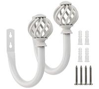 Sumnacon 2 Pcs Metal Curtain Holdbacks - Wall Mounted Drapery Tiebacks with Screws, Decorative Window Treatment Holdbacks for Bedroom, Livingroom, Office, White