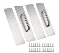 Sumnacon 2 Set 16" Stainess Steel Door Handle Pull & Push Plate - Heavy Duty Gate Handle Bar for Home/Office/Warehouse/Public,Suitable of Wooden/Composite Door with Screws, Brushed (Silver)