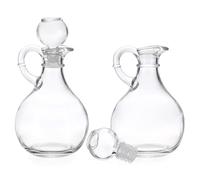 SUMNACON 2pcs Glass 10.9oz Oil Vinegar Bottle with Spout Handle, Clear