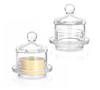 SUMNACON 2pcs Glass Small Butter Container Dishes with Dome Lid, Clear