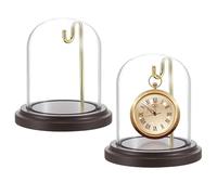 SUMNACON 2pcs Glass Small Pocket Watch Dome Cloche with Hook, 10.5*11cm