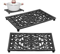 Sumnacon 2pcs Heavy Duty Rectangle Cast Iron Trivet, Trivet Mat Hot Pot Holder Pads for Kitchen Or Dining Table