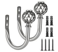 Sumnacon 2Pcs Metal Nest Curtain Holdbacks - Wall Mounted Drapery Tiebacks with Screws, Decorative Curtain Holders for Bedroom Livingroom Office Home Decor, Grey