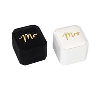 SUMNACON 2pcs Mr & Mrs 2-slot Wedding Ring Boxes, Black mr & White mrs