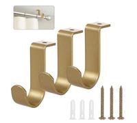 Sumnacon 3 Pcs Ceiling Mount Curtain Rod Brackets, Metal Single Rod Hanging Brackets, Heavy Duty, Gold