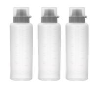 SUMNACON 3 Pcs Condiment Squeeze Bottle 5 Hole Salad Dressing Container, 350ml Porous Sauce Dispenser Syrup Bottle Ketchup Bottle with Lid for BBQ Cooking (Clear)