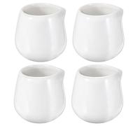 SUMNACON 4 PCs 3.4 OZ Porcelain Mini Creamer Pitcher, White Small Ceramic Creamer Milk Pitcher Set Coffee Tea Cup Container, Household Serving Jug for Sauce Salad Milk