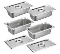 SUMNACON 4 Pcs Stainless Steel 1/3 Size Steam Table Pans with Lids, 10cm Depth Food Service Organizer Hotel Pan Storage Catering Plate Kitchen Dining Plate Storage Pan for Restaurant Buffet Party