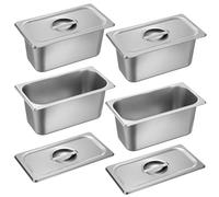 SUMNACON 4 Pcs Stainless Steel 1/3 Size Steam Table Pans with Lids, 15cm Depth Food Service Organizer Hotel Pan Storage Catering Plate Kitchen Dining Plate Storage Pan for Restaurant Buffet Party