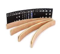 SUMNACON 4Pcs Playing Cards Holders 13" Playing Card Holder Stand Curved Wood Card Organizer for Adults, Seniors Card Game Accessories for Bridge, Go Fish, Uno