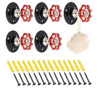 Sumnacon 5 Pcs Industrial Pipe Coat Hook Racks - Heavy Duty Rustic Hat Robe Towel Holder Hanger, Wall Mounted Clothing Racks with Hardware for Home, Office, Electroplated Black Finish