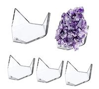SUMNACON 5 Pcs Triangle Clear Acrylic Display Stand Holder Geode Rock Mineral Agate Fossil Coral Display Stand,Medium