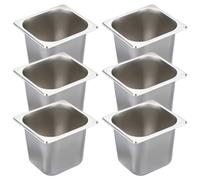 SUMNACON 6 Packs 1/6 Size Stainless Steel Steam Table Pans Hotel Pan, 6 Inch Deep Food Storage Organizer Catering Plate Kitchen Dining Plate Storage Pan for Restaurant Buffet Party