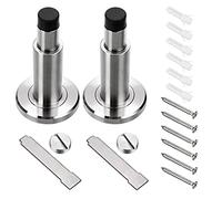 Sumnacon Adjustable Door Stop Heavy Duty Stainless Steel Door Stopper Brushed Finish Wall Mounted with Rubber Buffer (2 Pcs)