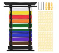 SUMNACON Black 10 Belts Bamboo Martial Arts Belt Holder, Karate Taekwondo Belt Organizer Wall Martial Arts Belt Display Rack Belt Medal Display Holder for Karate Taekwondo Learners (No Belts)