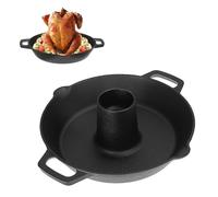 SUMNACON Cast Iron Beer Chicken Roaster Plate, Heavy Duty Stove Grill Chicken Holder Roaster Pan Black Oven Roasting Pan Pre-Seasoned Meat Roaster with Handle for Kitchen