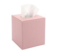 Sumnacon Decorative Square Tissue Box Holder, Pink, MDF + Faux Leather