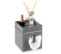 Sumnacon Elegant Square Linen & MDF Tissue Box Cover with Tray, Grey