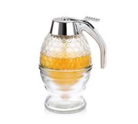 SUMNACON Glass 8 Oz Honey Dispenser Honey Container with Stand, Clear No Drip Maple Syrup Holder Honey Syrup Pot Dispenser Honey Jar Bottle with Dipper for Kitchen Cooking Picnic